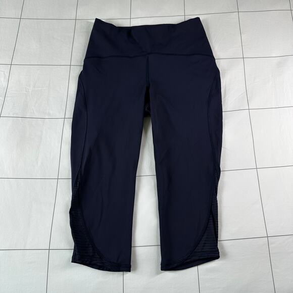 Lululemon Leggings Womens 6 Blue Lean In Crop 17" Athletic Yoga Workout Active - Picture 1 of 11